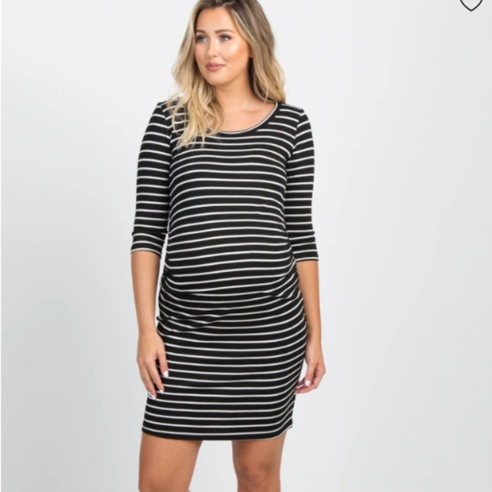 PinkBlush Black 3/4 Sleeve Bodycon Maternity Dress